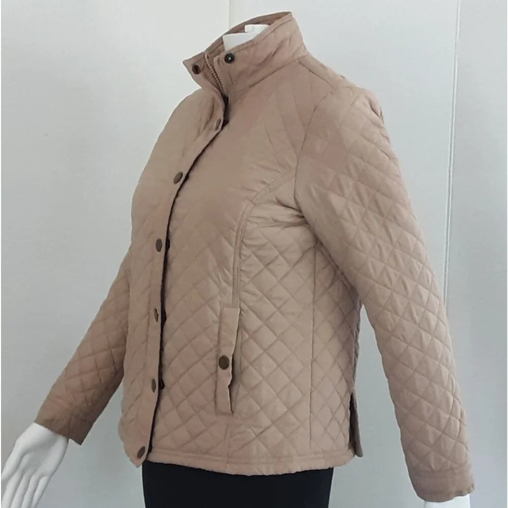 MISS ASHLEY by 26 International Beige Quilted Puffer Jacket Sz SP - Picture 4 of 11